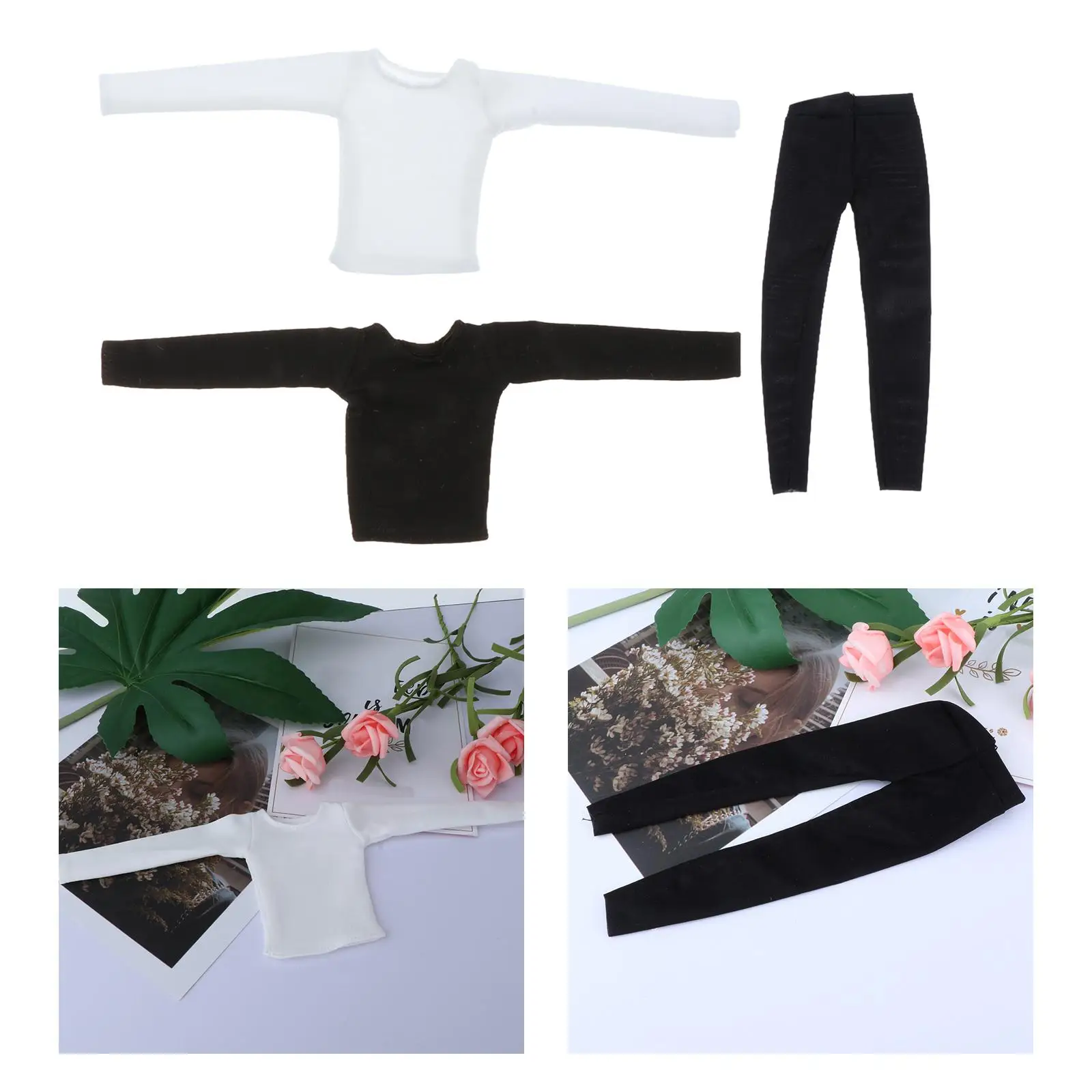 1/6 Female Doll Clothes Long Sleeved T Shirt Outfit Casual Collectible Action Figures Clothing for 12'' Action Figures Clothes