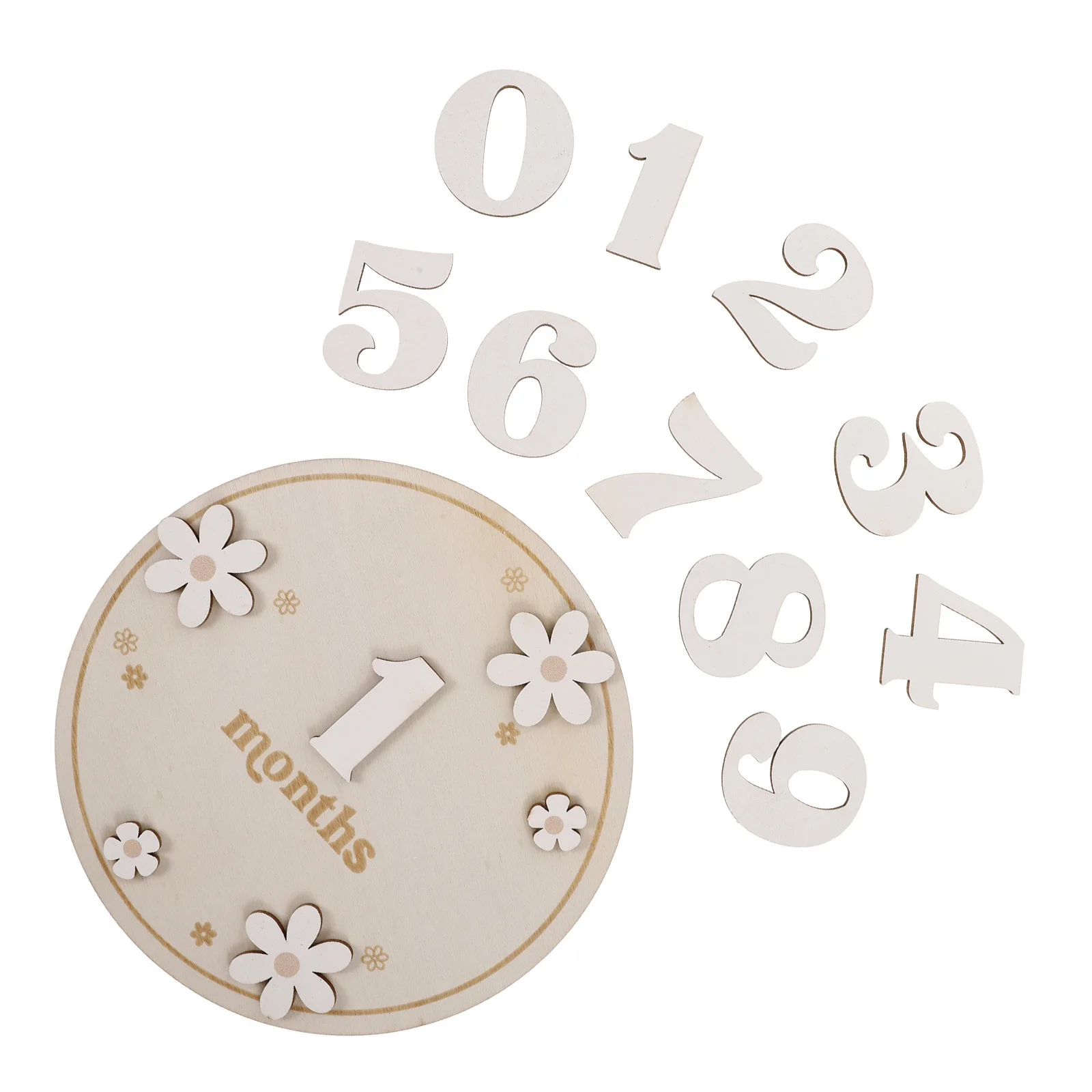 Juego de discos de madera de hito para bebé, Material de madera Natural, accesorios de fotografía de superficie lisa para decoración mensual de anuncio de bebé, 1 Juego
