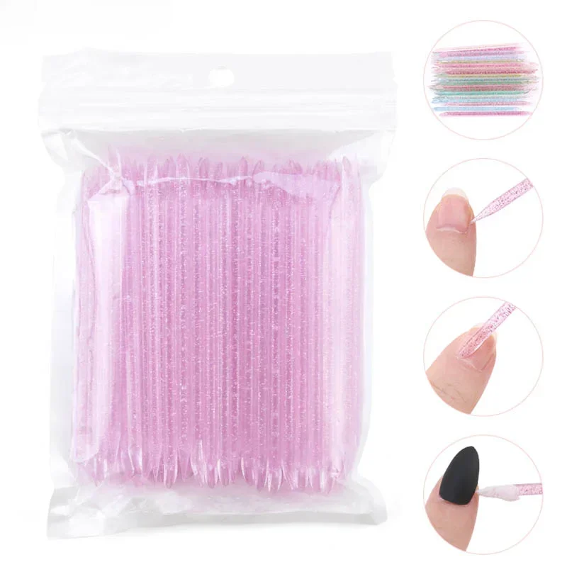 Empujador de cutículas para decoración de uñas, cristal reutilizable, 50/100 Uds., herramienta removedora de cutículas dobles, cuidado de pedicura, herramientas de manicura