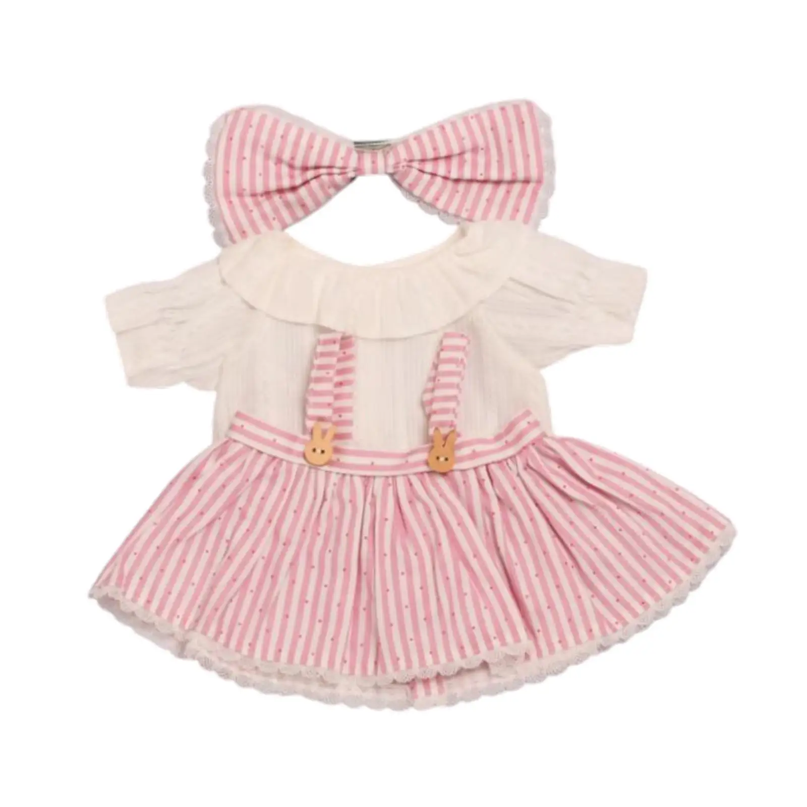 38cm Doll Stripe Dress Set Educational Photo Props Costumes Doll Clothes for Home Decor Role Play Preschool Collectible Pretend