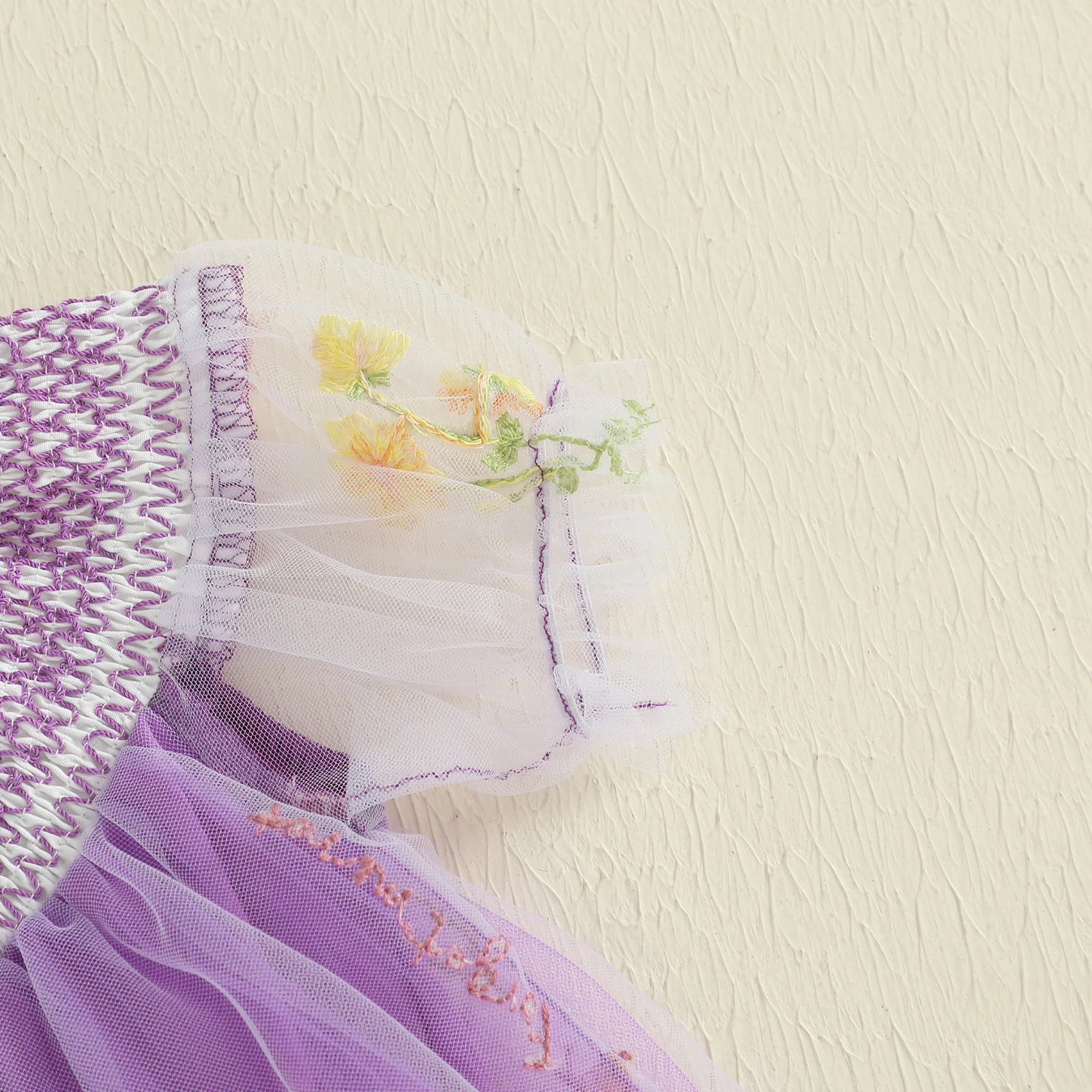 SUNSIOM-Pelele de verano para niña de 0 a 18 meses, mono ahumado con bordado Floral de manga corta, vestido de malla, mono para recién nacido - imagen 5