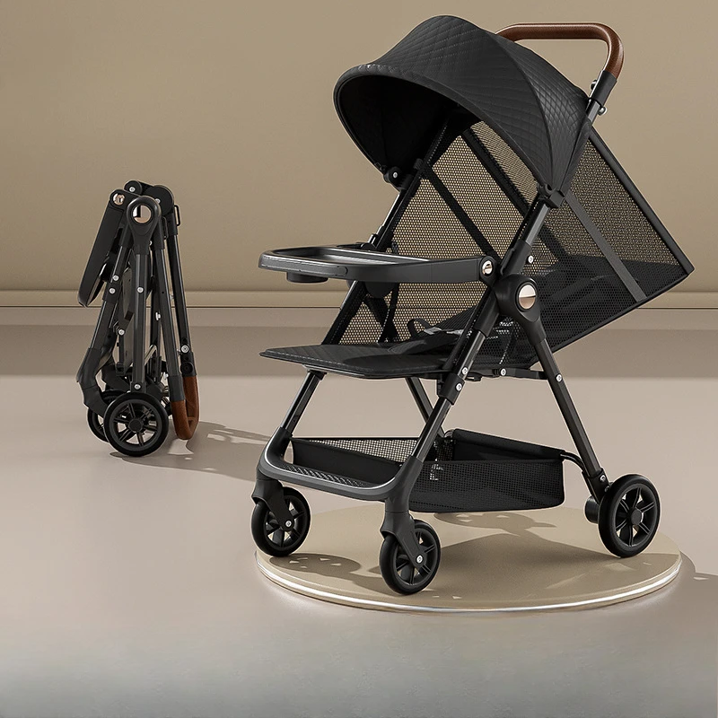 Cochecito de bebé de paisaje alto, talismán portátil para caminar, puede sentarse, tumbarse, coche de bolsillo plegable para niños, seguro y cómodo - imagen 4