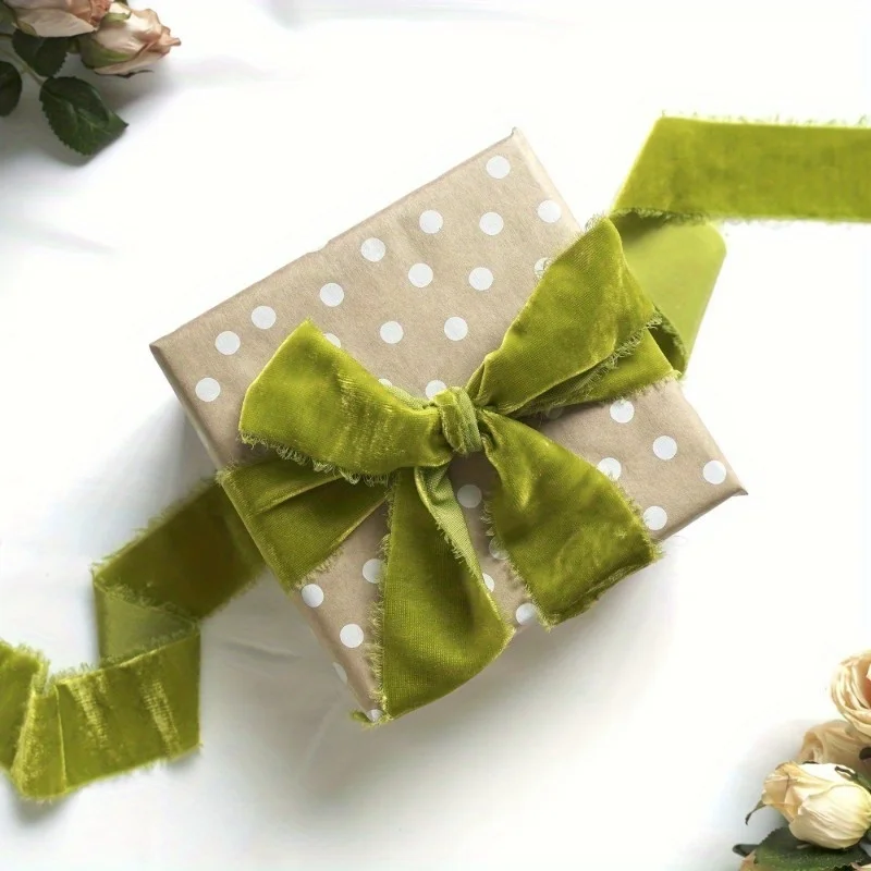 Cinta de terciopelo de colores: 1,5 pulgadas X 138 Cm (54 pulgadas), borlas hechas a mano, cinta de terciopelo recortada, embalaje presente - imagen 4