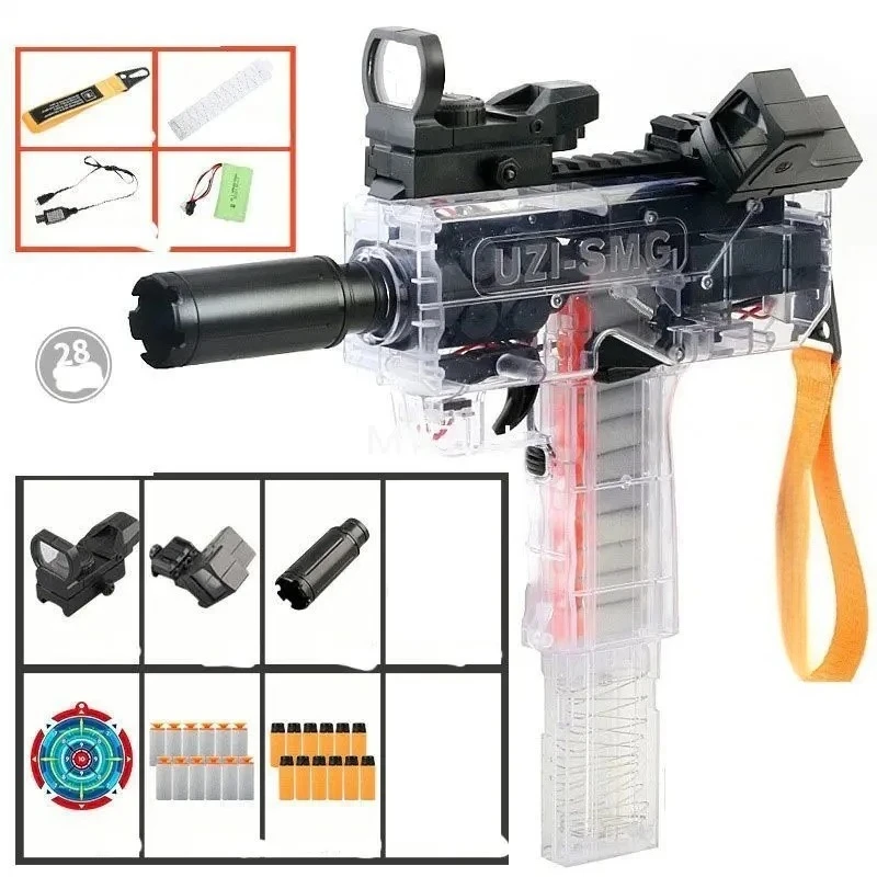 Pistola UZI de juguete blaster eléctrico de espuma exterior
