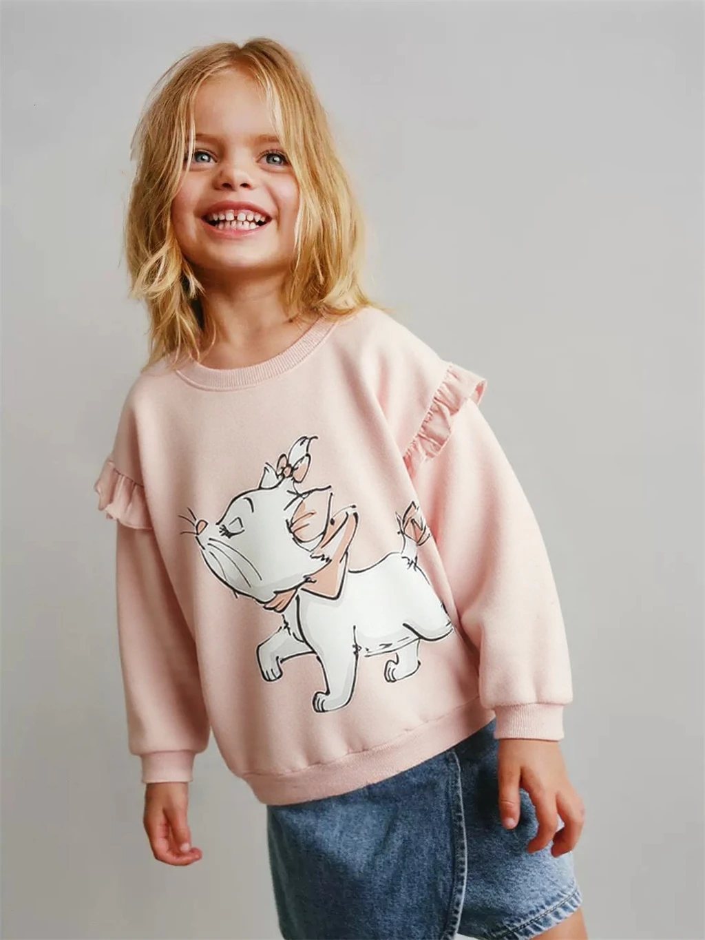 Tops para niñas de manga larga, ropa de Primavera/otoño 2026, nueva y encantadora Sudadera con capucha de cuello redondo, ropa exterior, sudaderas finas simples e informales