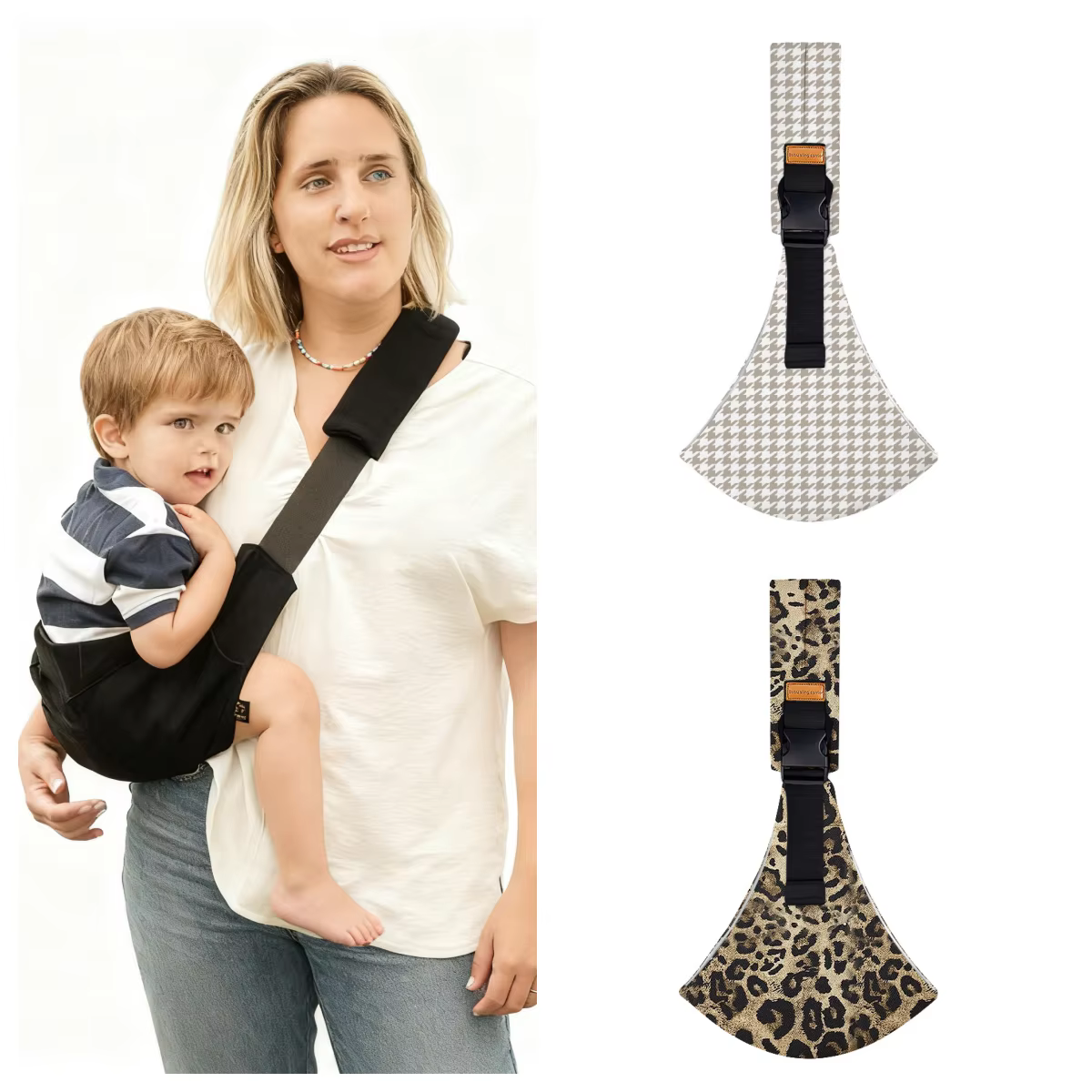 Portabebés ergonómico para porteo frontal y trasero estampado leopardo