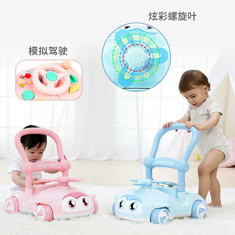 Andador de bebé multifuncional con música para niños, andador de empuje manual antivuelco para caminar - imagen 4