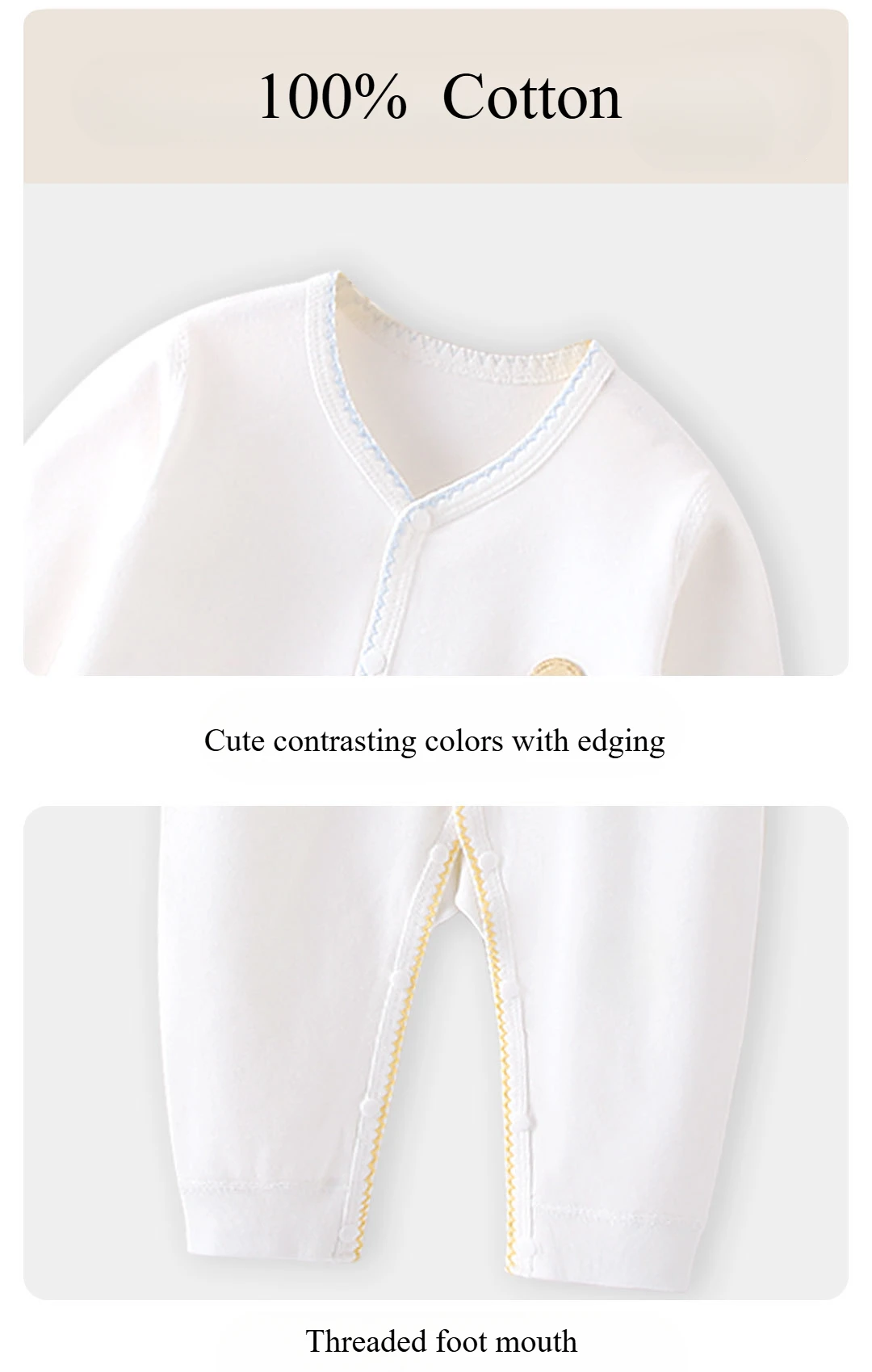 Mono para bebé recién nacido, ropa 100% de algodón para niños y niñas, mono con estampado bonito de oso, pijamas para las cuatro estaciones de 3 a 6-9-12M - imagen 3