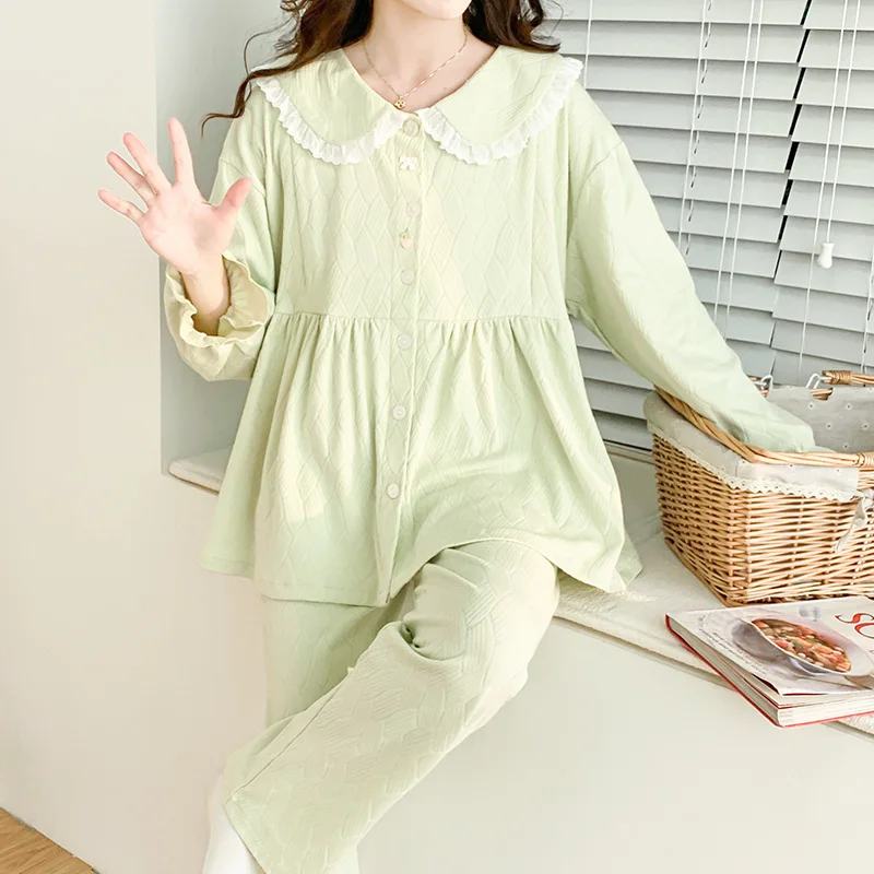 Otoño Invierno grueso algodón acolchado maternidad enfermería conjuntos de ropa de dormir dulce pijamas trajes ropa embarazo dormir ropa de salón en casa - imagen 2