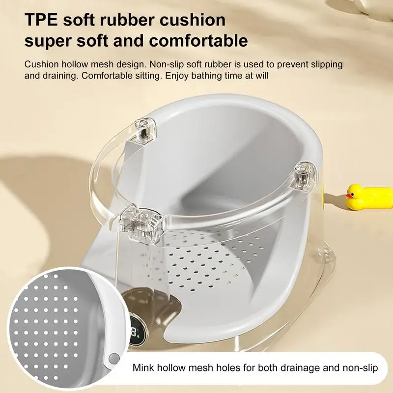 Asiento de baño para bebé, silla antideslizante para baño con Sensor de temperatura, suministros de asistencia para ducha de seguridad para niños - imagen 5
