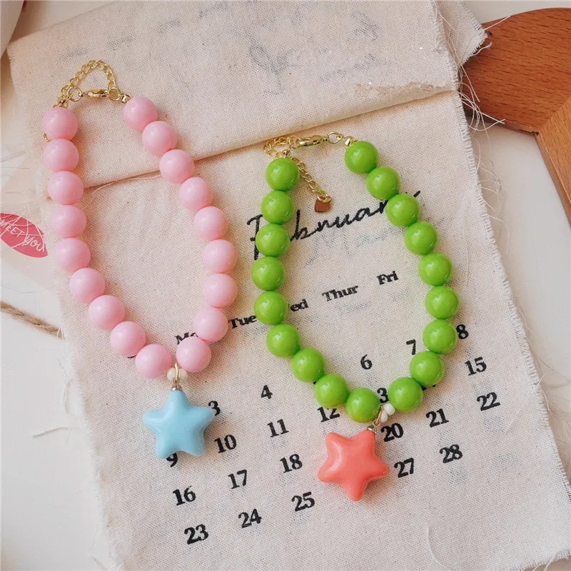 Collar ajustable para gato, colgante de estrellas Ins con cuentas, Collar para mascotas, Collar colorido bonito para el cuello del perro con accesorios - imagen 2