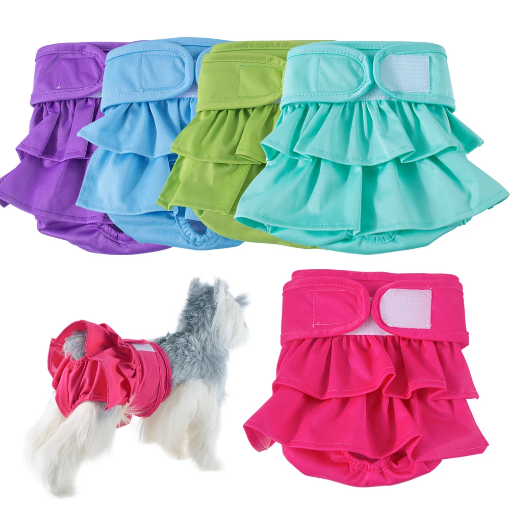 Pañales para perros femeninos lavables y reutilizables de Color sólido, diseño a prueba de fugas de alta absorción, 6 colores, 4 tamaños, pantalón sanitario femenino, 1 ud.