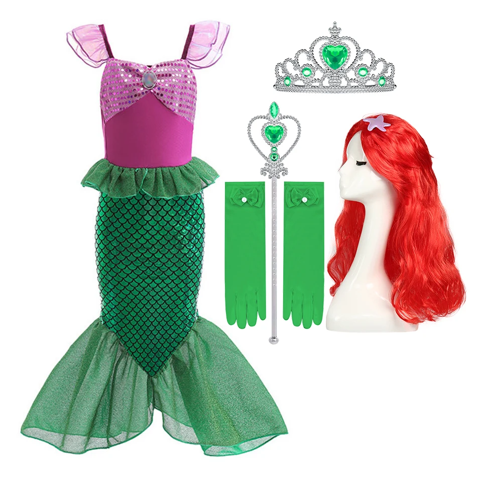Disfraz de Ariel para niña – Vestido de sirena con lentejuelas - imagen 2