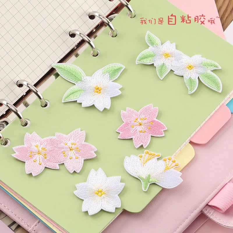 Parches bordados adhesivos flores de cerezo kawaii para manualidades - imagen 4