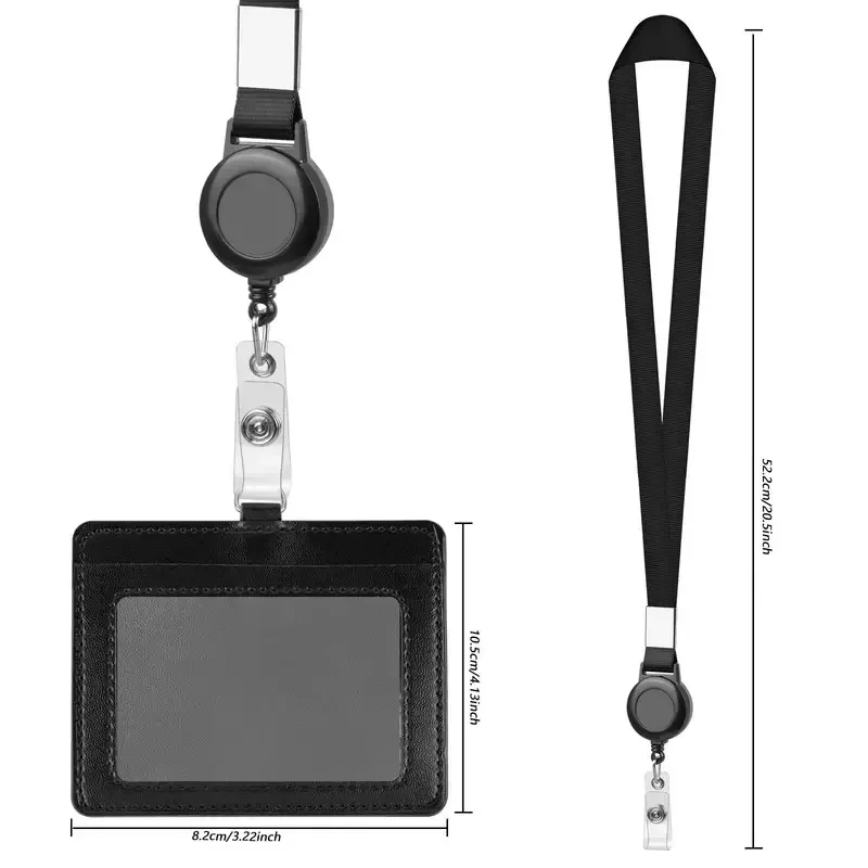 Portatarjetas de identificación Simple para trabajador, carrete de insignia retráctil de Color negro, cordón para personal, insignia de tarjeta de trabajo retráctil, suministros de oficina - imagen 2