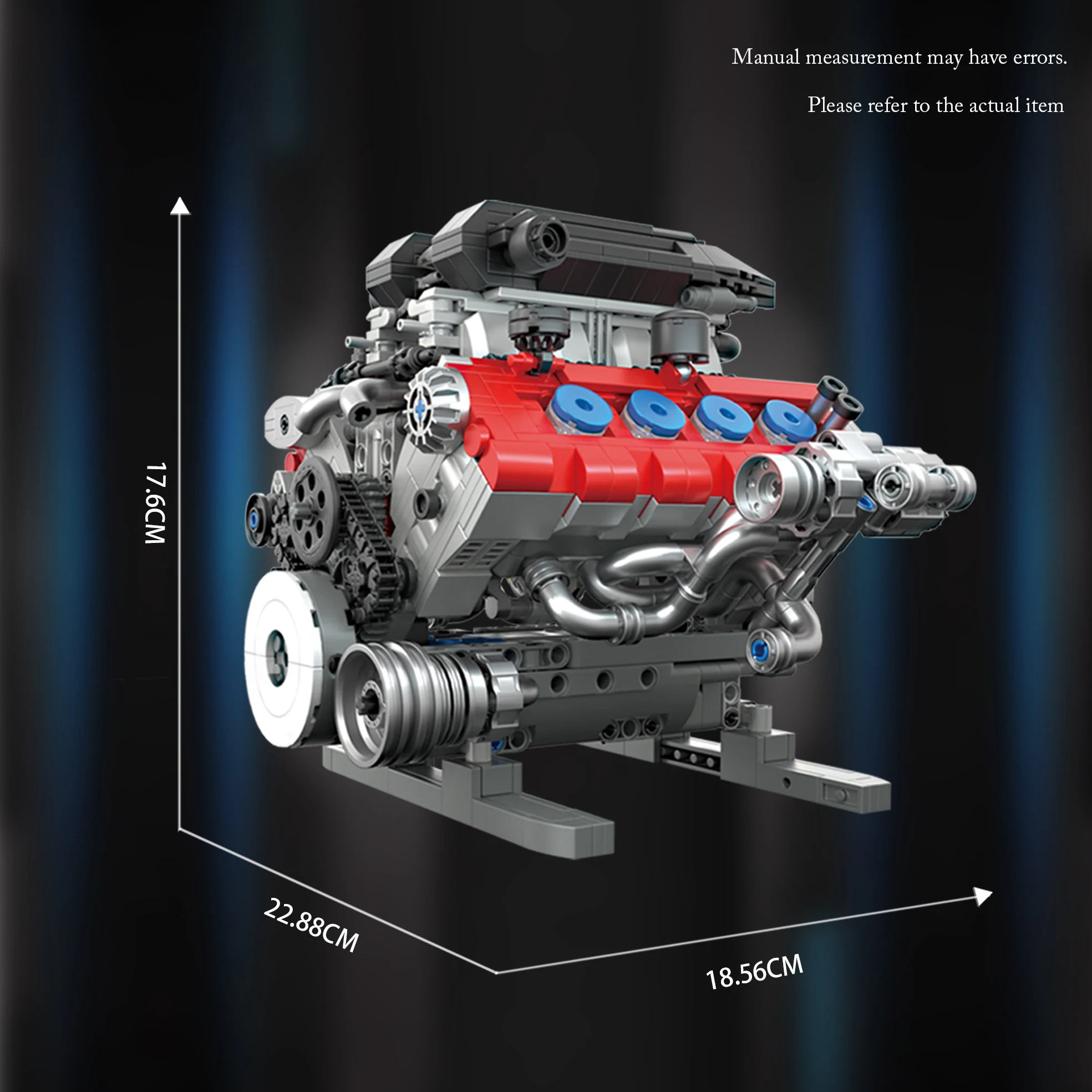 Bloques de construcción de motor V8, tecnología de ladrillos, modelo de motor de combustión interna, adornos de escritorio, juguetes para niños, regalos de vacaciones, 1189 Uds. - imagen 5