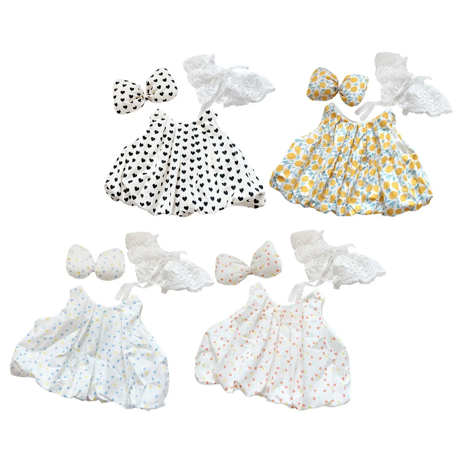 3x Plush Doll Dress for Kids Fashion Girl Doll Clothes Dress for 15inch Doll black dot