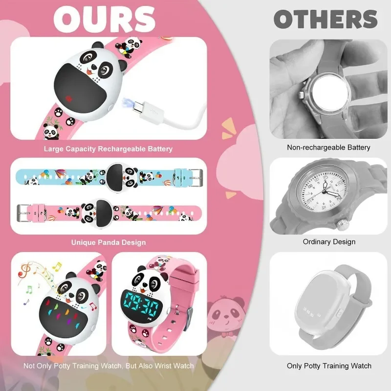 Lindo reloj de entrenamiento para orinal Panda para niños con temporizador de cuenta regresiva resistente al agua recordatorio de orinal recordatorio de pastilla regalo para niños niñas - imagen 5