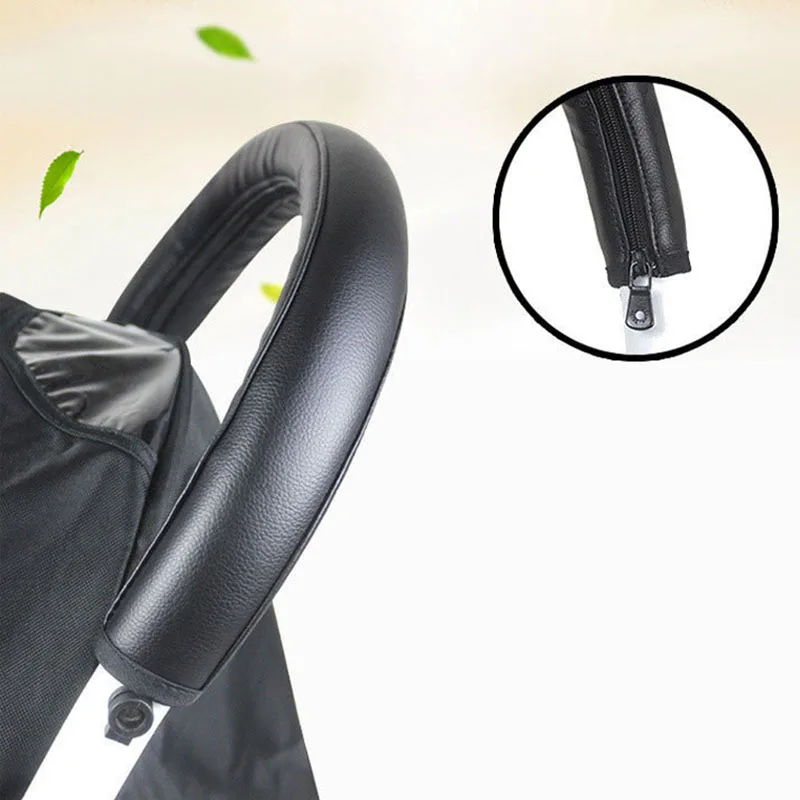 Cubierta de cuero PU para cochecito de bebé, tipo cremallera, se puede desmontar y lavar, modelo General, accesorios antideslizantes que absorben el sudor - imagen 4