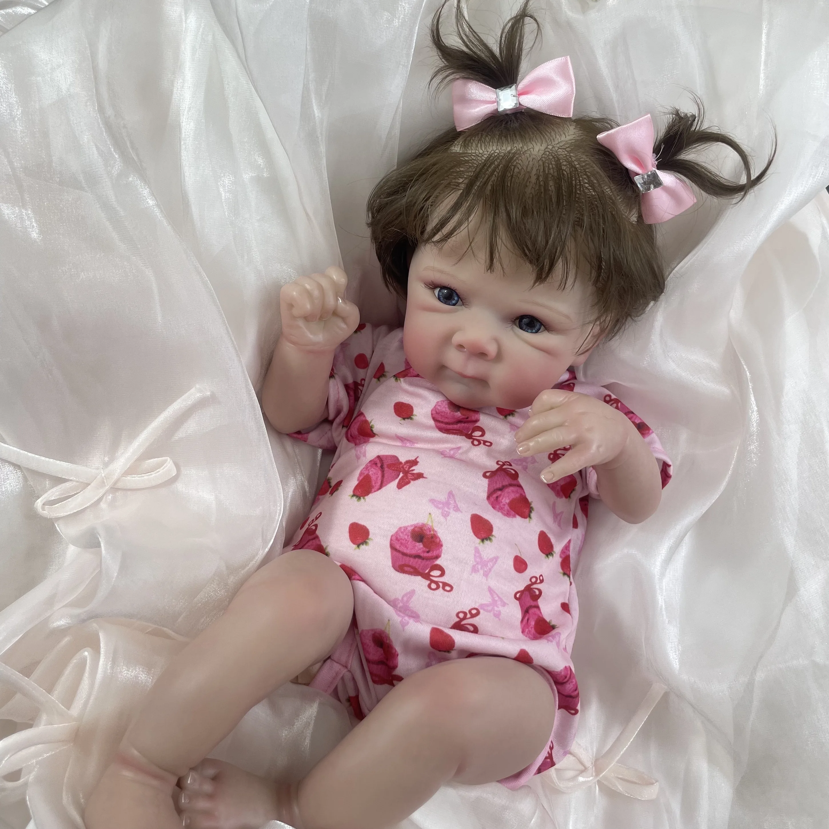 Muñecas de bebé Reborn con acabado de 19 pulgadas, recién nacido realista con trasplante de cabello, muñeca de venas visibles de piel 3D, regalo de Navidad - imagen 5