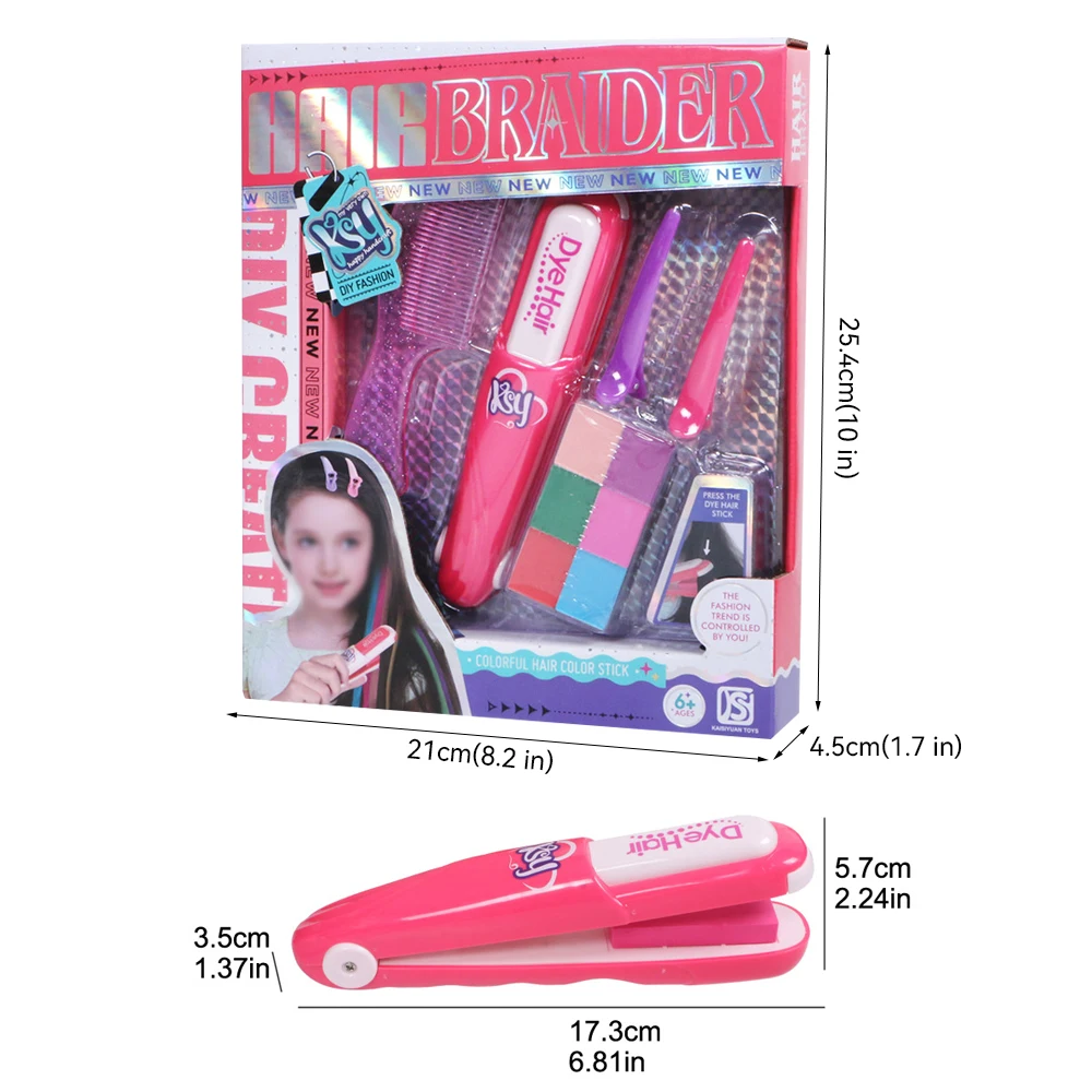 Juego de palos para teñir el cabello simulado para niños, herramientas de maquillaje y cabello DIY, accesorios para el cabello para casa de niña y regalos de juguetes de maquillaje - imagen 4
