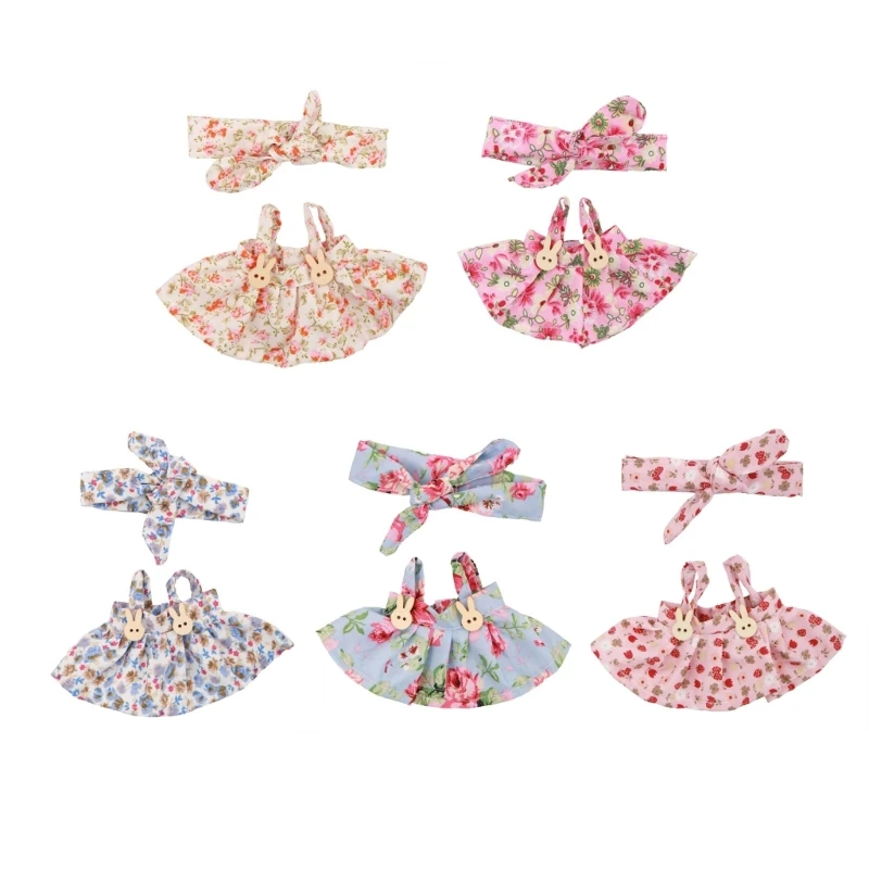 Ropa muñecas Q81A para muñecas 17 con banda para cabello y falda exhibición muñecas para - imagen 2