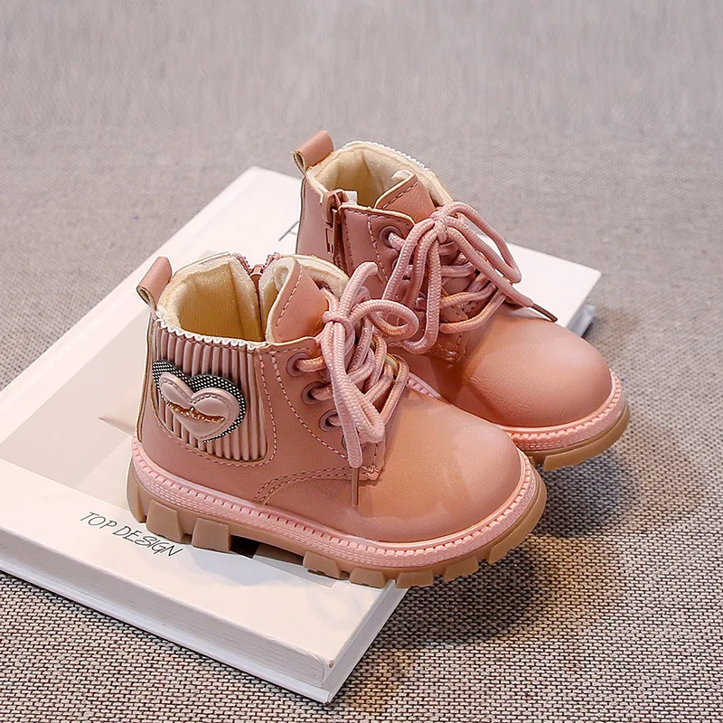 Botas para niñas Otoño Invierno Botines de princesa moda suela suave zapatos cálidos de algodón para niños Botas cortas antideslizantes para bebés Botas Niña - imagen 3