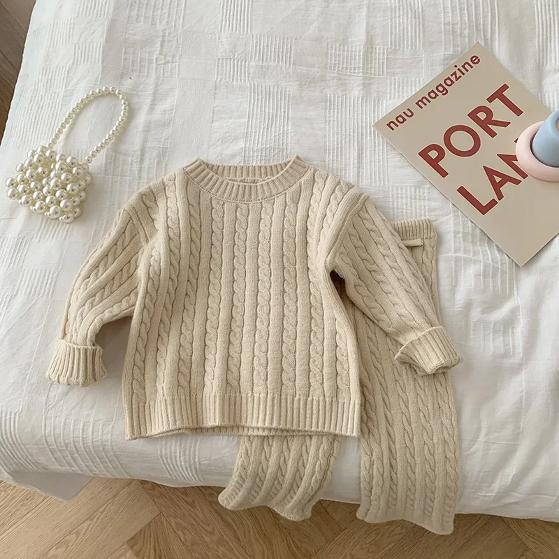 Chándal de punto primavera para niños con cordón y puños acanalados - imagen 2