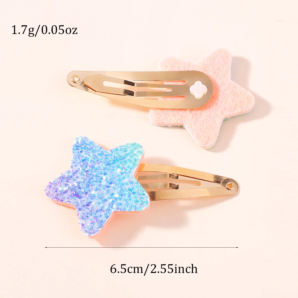 16 unids/set brillo Arco Iris corazón estrella BB pinzas para el cabello hechas a mano para niñas horquillas hechas a mano pasadores lindos accesorios para el cabello - imagen 2