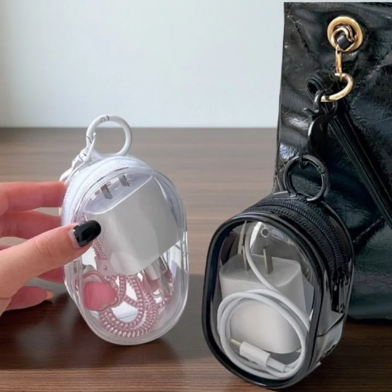 Bolsa de almacenamiento multiusos transparente: con gancho, ideal para auriculares/cargadores/cables de datos, cosméticos y organización diaria de viajes - imagen 2