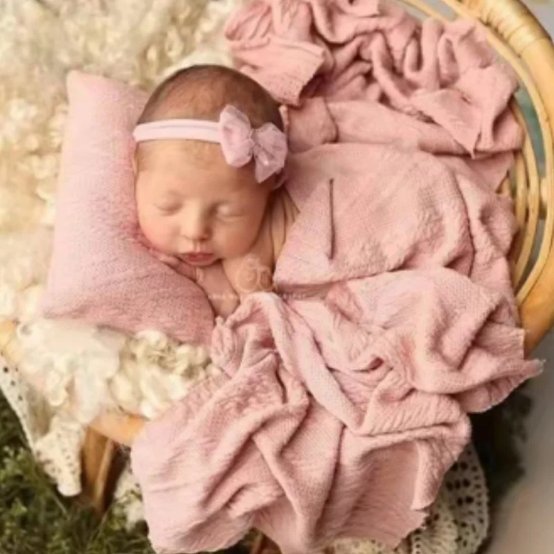 2 unids/set de accesorios para sesión de fotos de recién nacido, envolturas elásticas informales de Color sólido para bebé, mantas + almohada, accesorios de fotografía infantil - imagen 5
