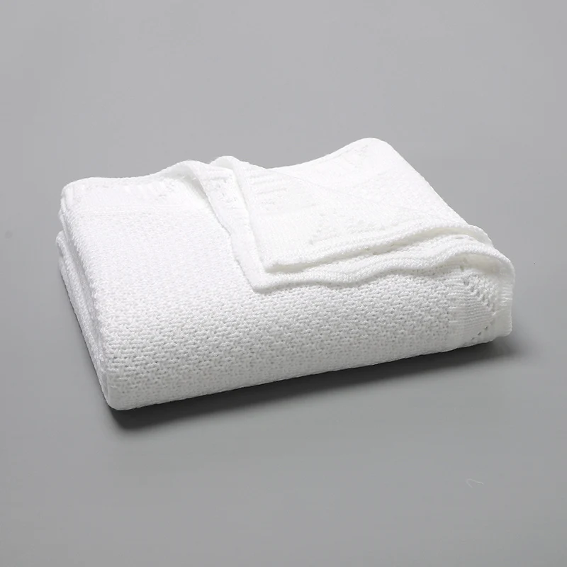 Couvertures tricotées pour bébé 100x80cm, légères et respirantes, pour nouveau-né, couette de réception pour nourrissons, garçons et filles, tapis de lancer pour tout-petits - imagen 3