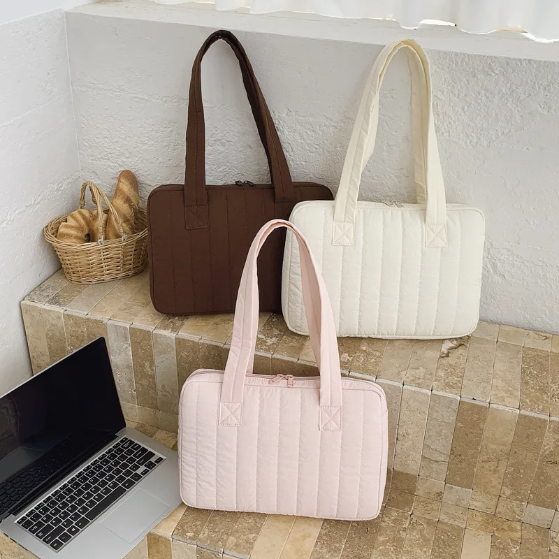 Bolso de hombro para ordenador portátil de 14 pulgadas, funda para tableta de Color sólido de gran capacidad, bolso multifuncional para ordenador portátil a prueba de golpes, bolso de viaje