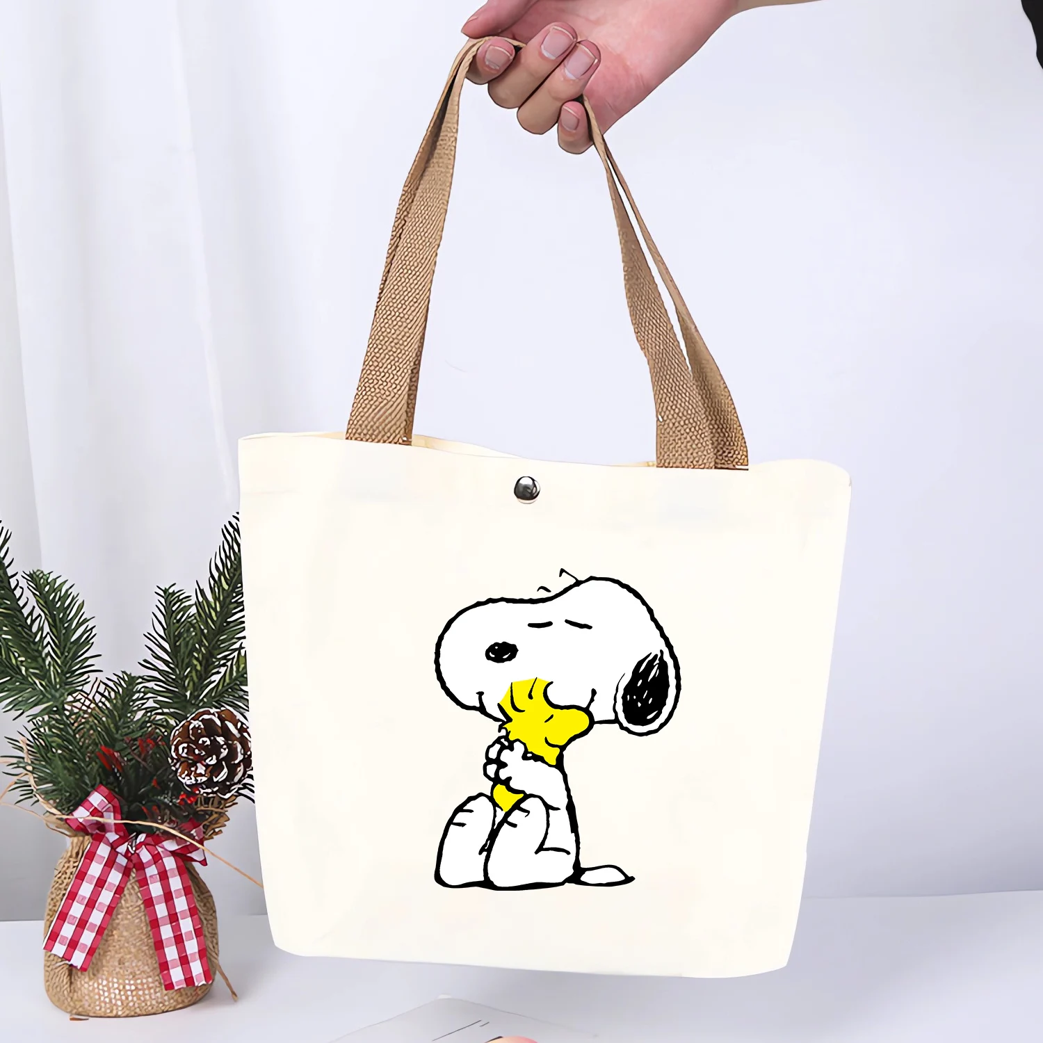 Bolso nuevo Snoopy, bolso de hombro con patrón de dibujos animados, bolso de lona de gran capacidad para axila, bolsas de almacenamiento de moda para mujer, regalo para chicas Kawaii - imagen 2