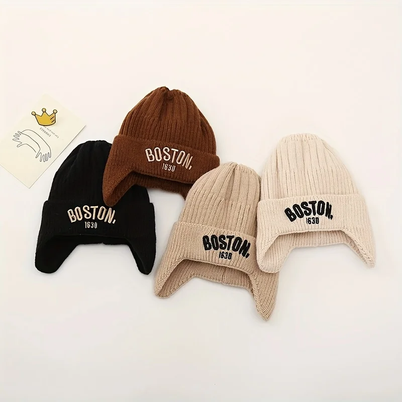 Gorro de lana bebé Boston – cálido de punto con letras liso - imagen 2