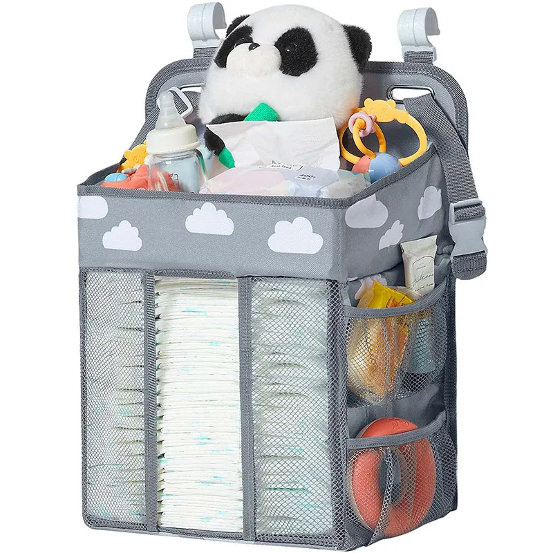 Juego de cama para cuna de bebé y niño, bolsa de almacenamiento colgante para cuna de bebé, organizador de pañales, bolsa organizadora para cuna, pañales esenciales para bebé - imagen 4