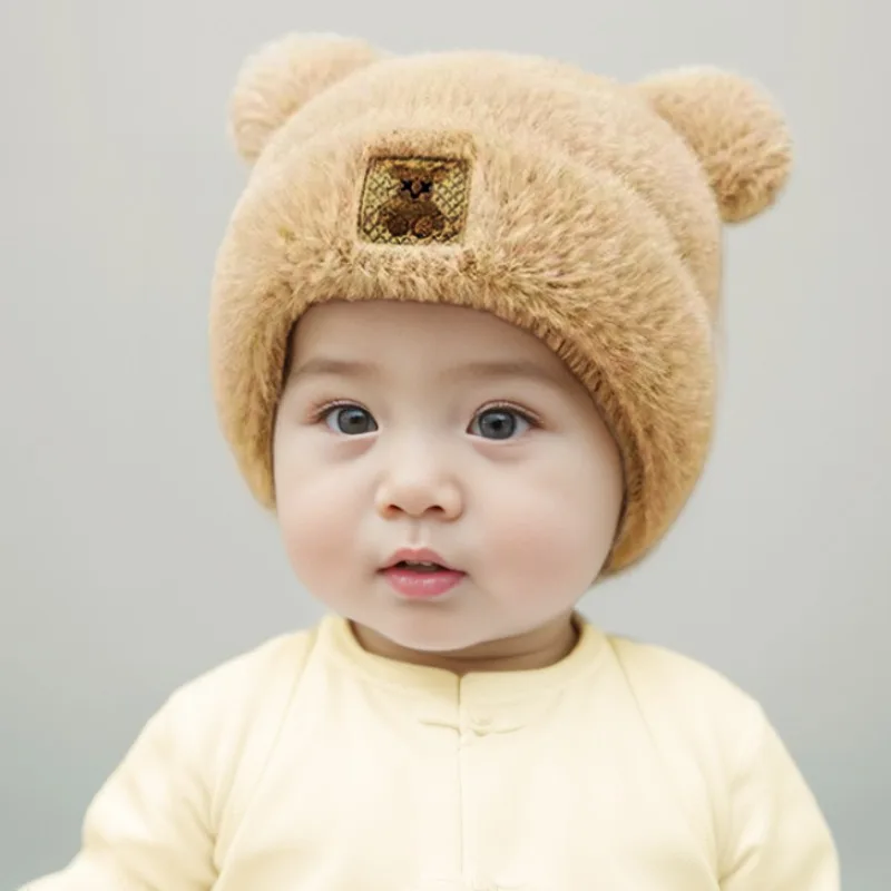 Lindo gorro tipo jersey para bebé: gorro con orejeras de otoño e invierno, gorro de punto de lana cálido y grueso para niños unisex, gorros infantiles a prueba de viento. - imagen 5