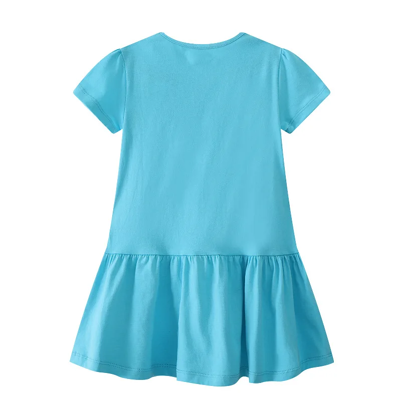 Vestido de algodón para niña de 2 a 7 años, vestidos azules bordados de verano para niñas pequeñas, ropa informal para niños - imagen 2