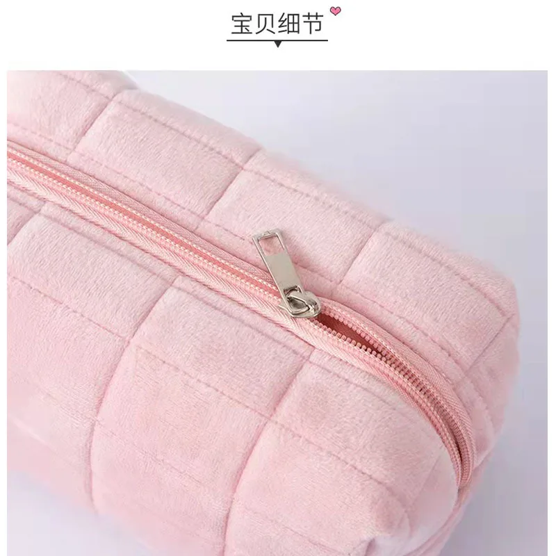 Bolsa de cosméticos con diseño de almohada rosa/blanco/azul, estuche para lápices, estuche para bolígrafos, estuche para lápices de almacenamiento para estudiantes de gran capacidad, 1 ud. - imagen 4