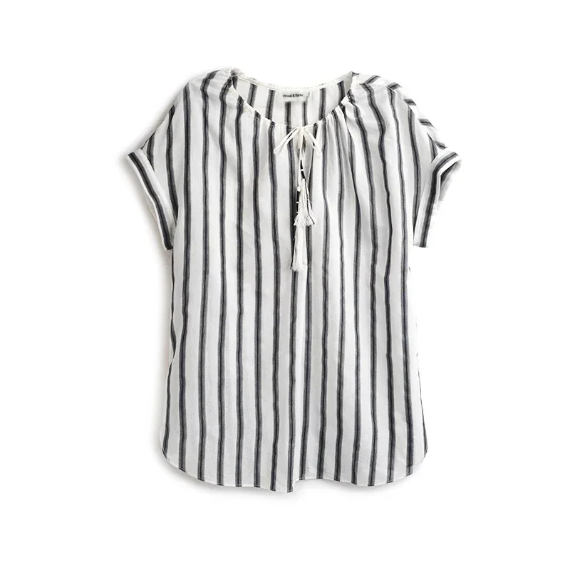 Blusa holgada de algodón para mujer – Manga corta transpirable de verano - imagen 5