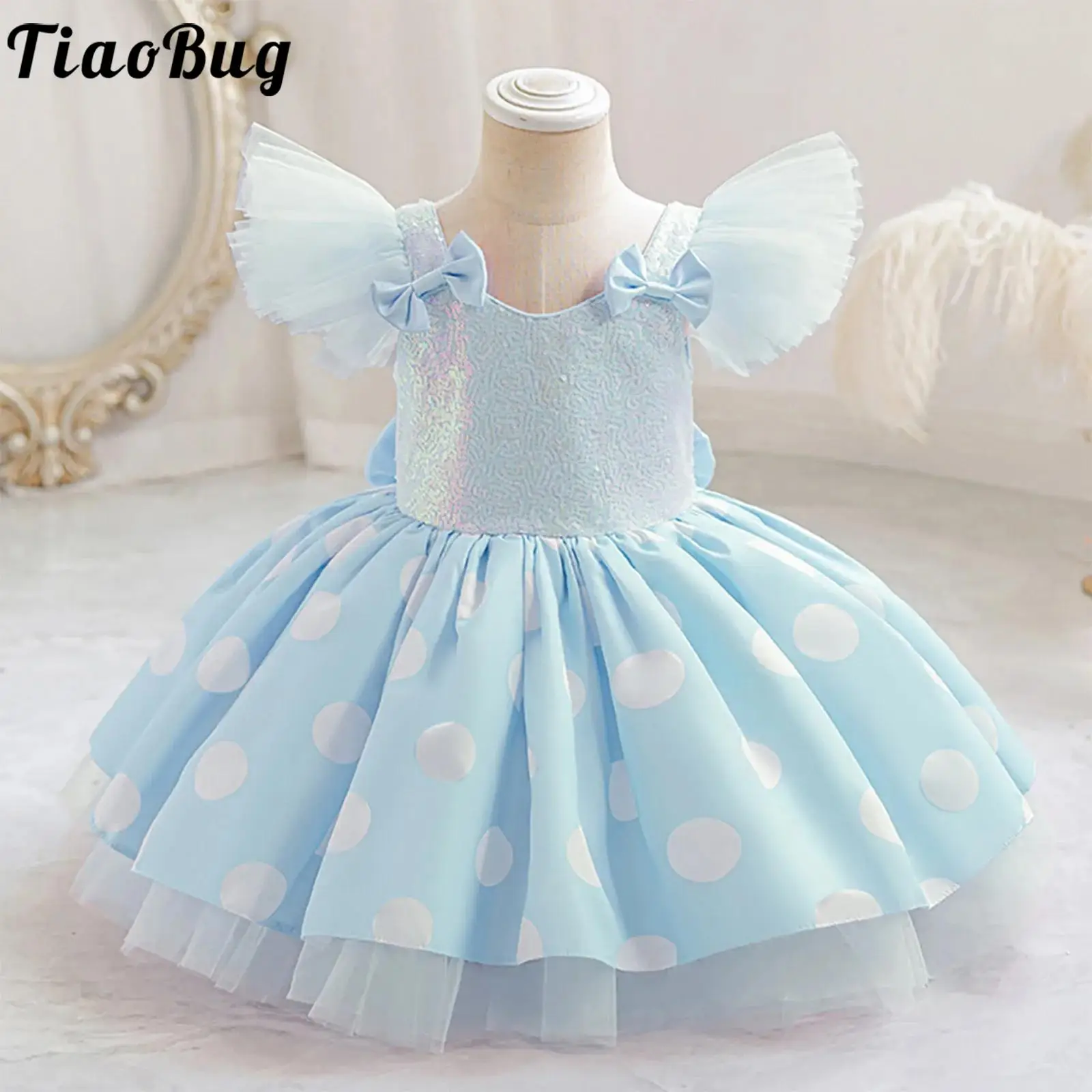 Vestido de tul tutú con lentejuelas lunares para niña fiesta boda - imagen 3