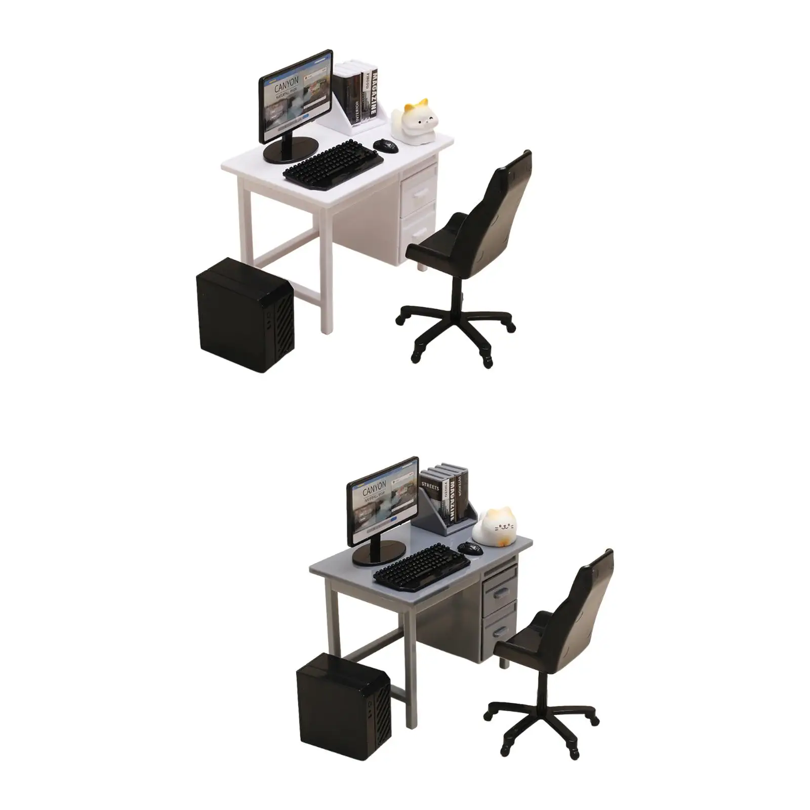 Juego de ordenador en miniatura, accesorios de paisaje, teclado, ordenador de escritorio, accesorios de simulación, decoración decorativa moderna para casa de muñecas - imagen 3