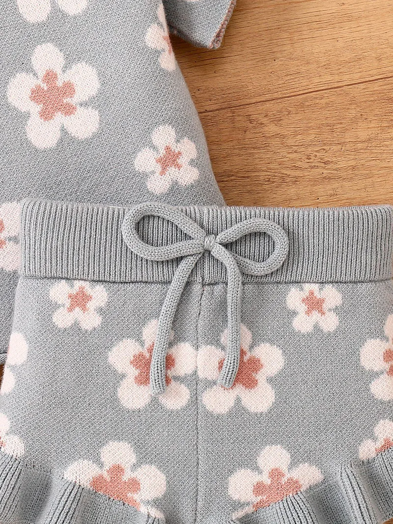 MILANCEL, nuevo conjunto de ropa infantil de verano 0-3T, Camiseta de punto con flores bonitas para niños pequeños + Bloomer, traje dulce para bebé, 2 uds., regalo para niñas - imagen 5