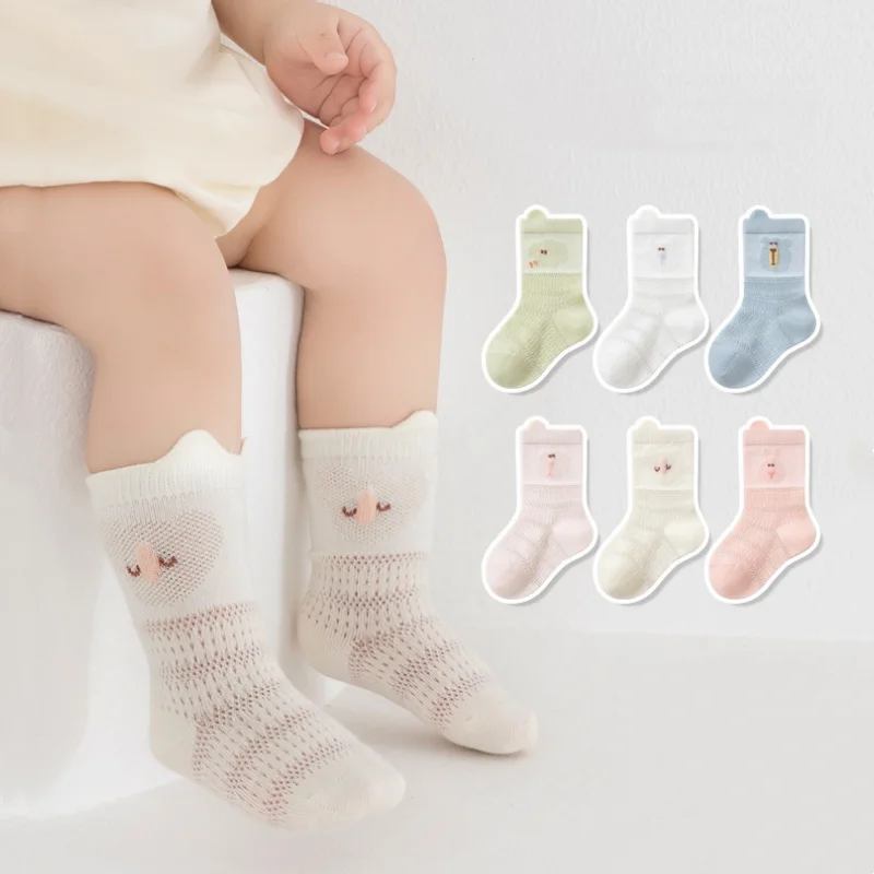 Calcetines finos de verano para bebé – Malla de algodón con dibujos - imagen 5