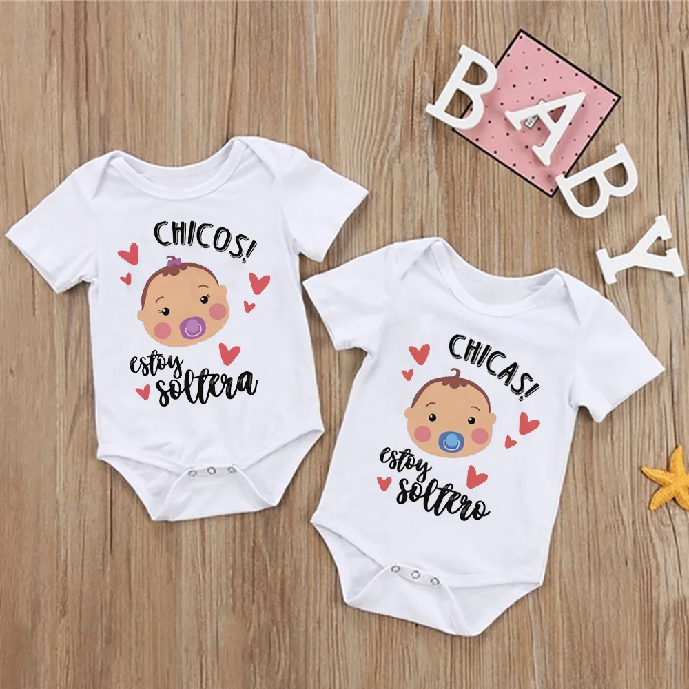 Pelele con estampado español divertido para bebé, mono de manga corta para bebé, traje bonito para recién nacido, ropa Unisex para niños y niñas