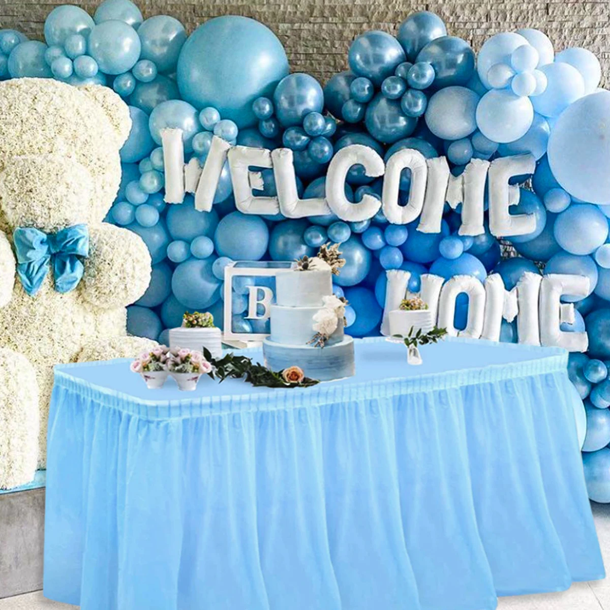 Falda de mesa desechable PEVA, impermeable, a prueba de aceite, cumpleaños, Baby Shower, fiesta, boda, decoraciones de mesa al aire libre, 2 uds. - imagen 4