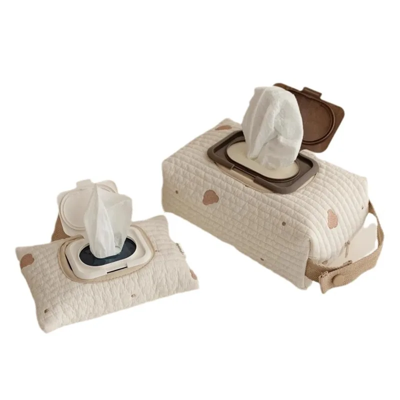 Bolsa de almacenamiento colgante de dibujos animados estilo Ins, para respaldo de asiento de coche/cochecito de bebé, sostiene pañuelos/toallitas húmedas, imprescindible portátil para viajar. - imagen 5