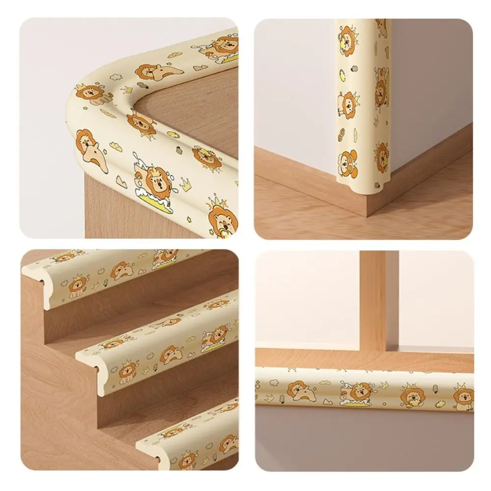 Práctica tira protectora de borde de escritorio de 2m, Protector de esquina de pared suave de seguridad, parachoques de espuma con patrón Digital de dibujos animados gruesos para mesita de noche - imagen 5