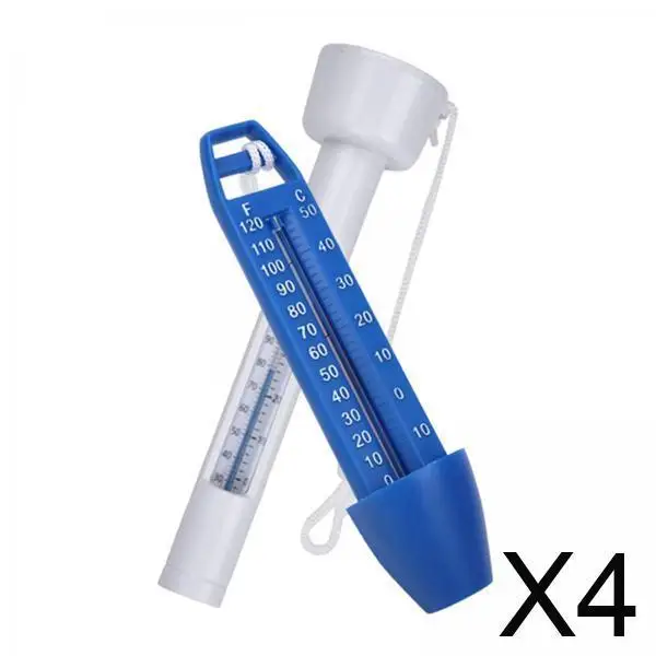 Termómetro flotante de 4x2 piezas, termómetro de piscina resistente a roturas