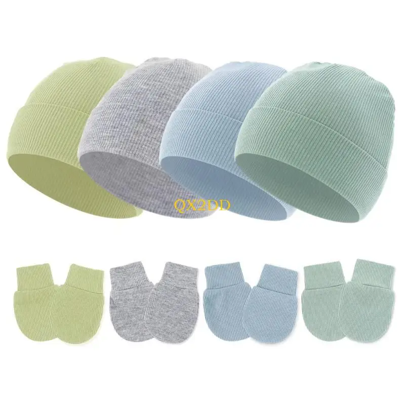 Gorro y guantes de algodón para bebé – Conjunto invierno - imagen 4
